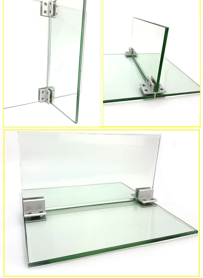 Showcase clamp connector Buckle for 4mm to 12mm glass Acrylic without drilling yourself DIY glass cabinet aluminum clips