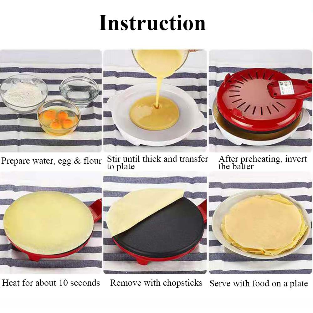900W 220V Non-stick Electric Crepe Pizza Maker Pancake Non-stick Griddle Baking Pan Cake Machine Kitchen Cooking Tools Crepe