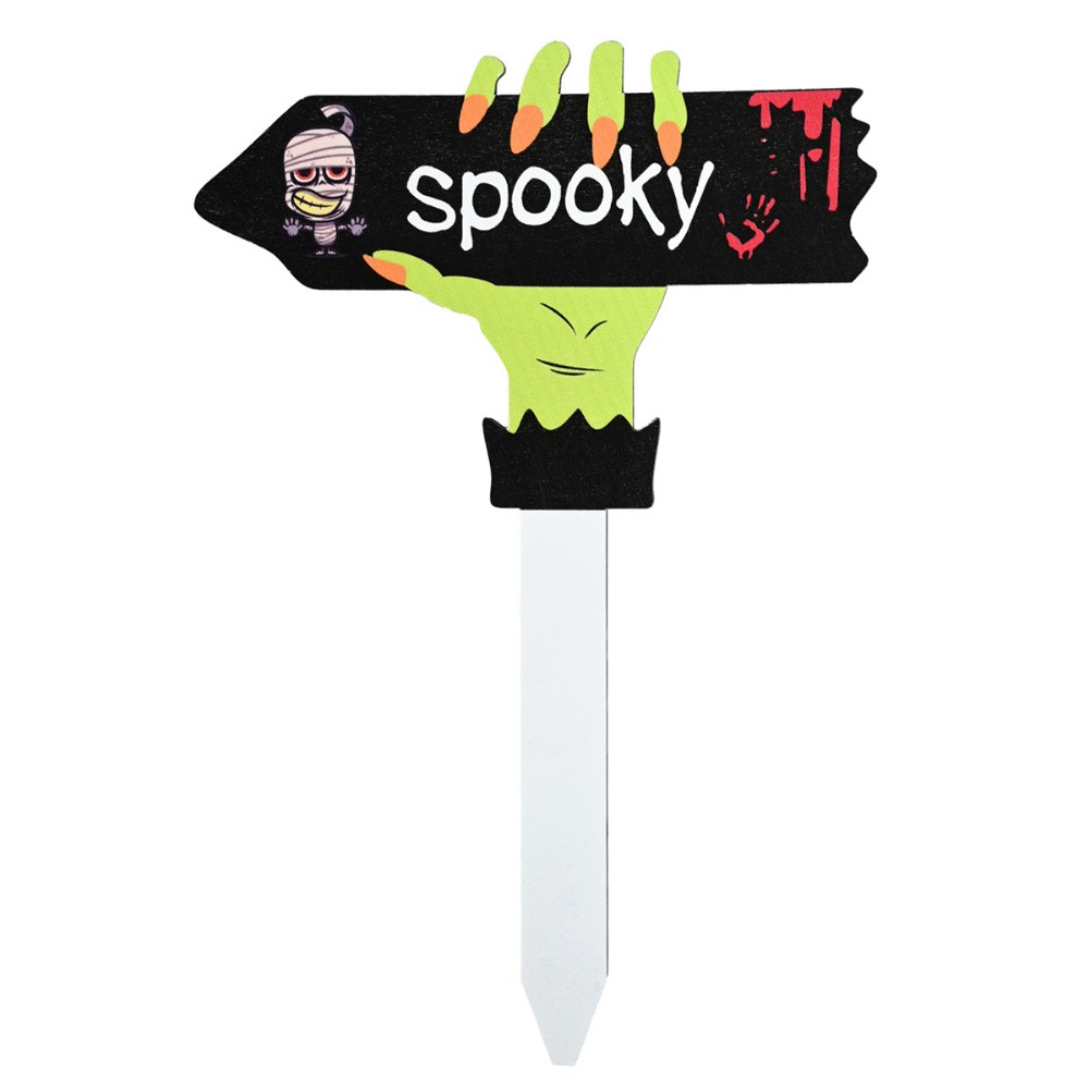 Drewniane tabliczki ogrodowe w stylu klasyczny, lekkie, trwałe, świąteczne znaki robić podwórka na Halloween, robić wbijania w ziemię.: Fluorescencji Żółty