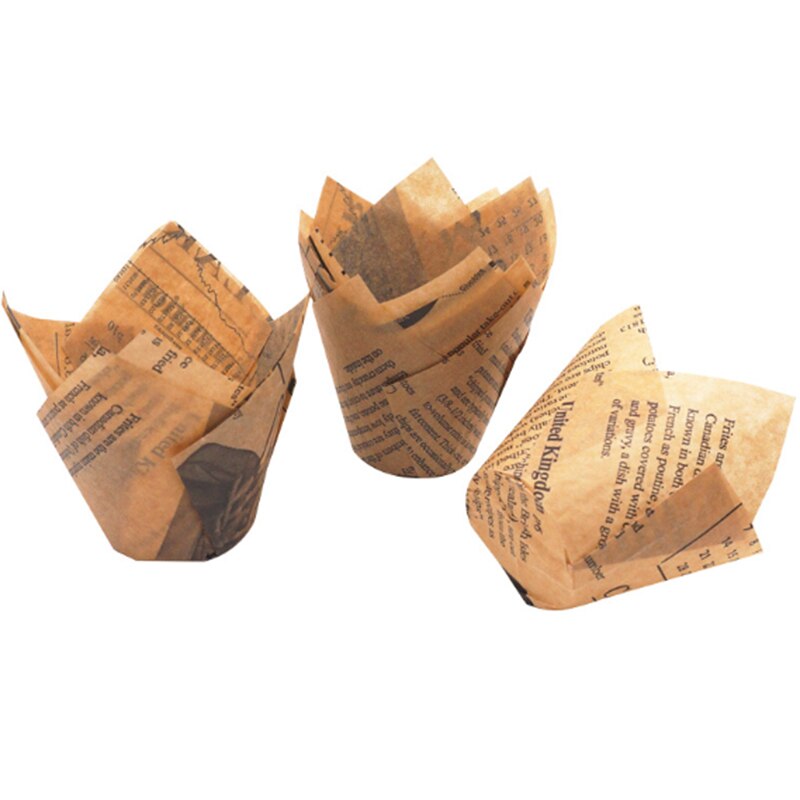 10 uds de papel pastel decoración herramienta molde flor de tulipán magdalena de Chocolate envoltura magdalena de repostería de papel del trazador de líneas desechables