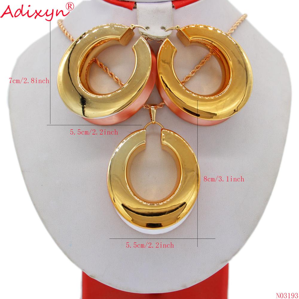 Adixyn nova moda jóias para as mulheres pingente/brincos/colar conjunto de ouro casamento nupcial jóias n03193