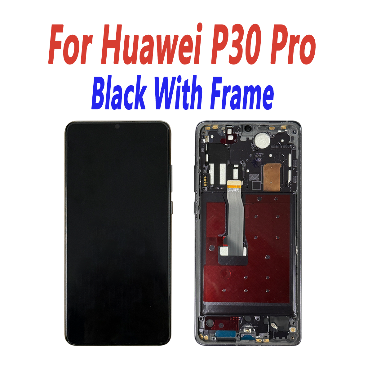 Testad 100%  för huawei  p30 pro lcd-skärm, pekskärm, digitaliserare med ram, ersättning för  l09 l29 l04 lcd: Svart