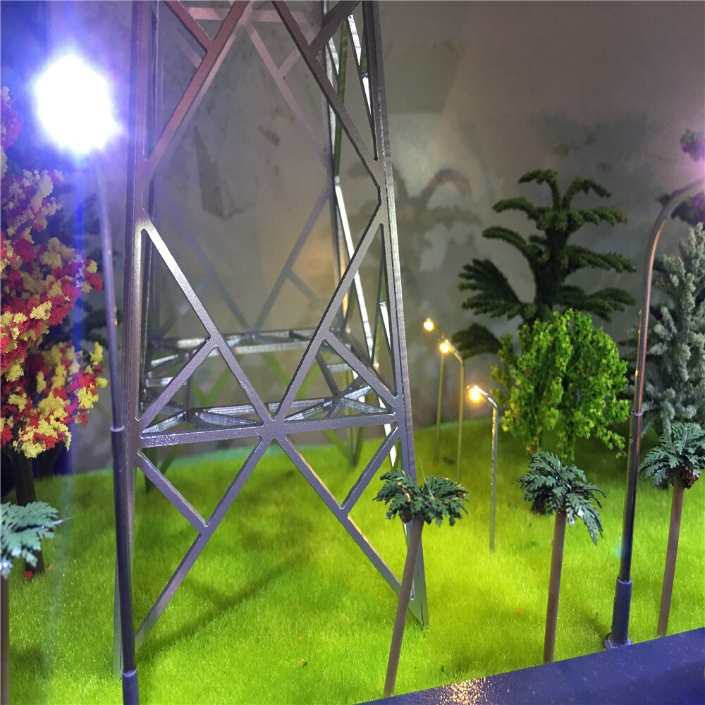 20 stück/lot, maßstab 1:300, metall-straßenlaternenpfosten, warmweiße miniatur-led-beleuchtung für modelleisenbahnanlagen