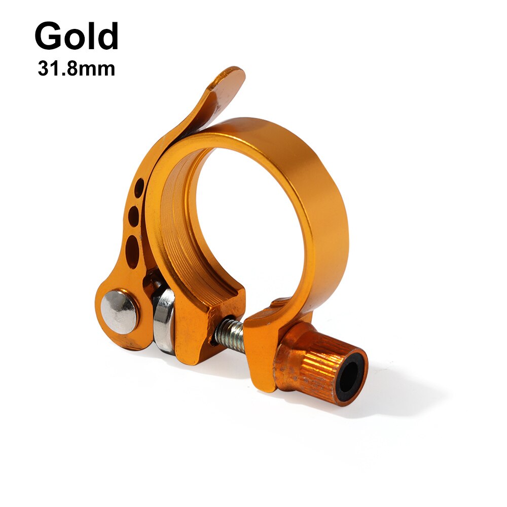 1PC Bike Alloy Tube Clip Quick Release Seatposts Clamp Saddle Bicycle Retaining Bolt Cycling Fixed Repair Part Seatposts Clamp: gold	31.8mm