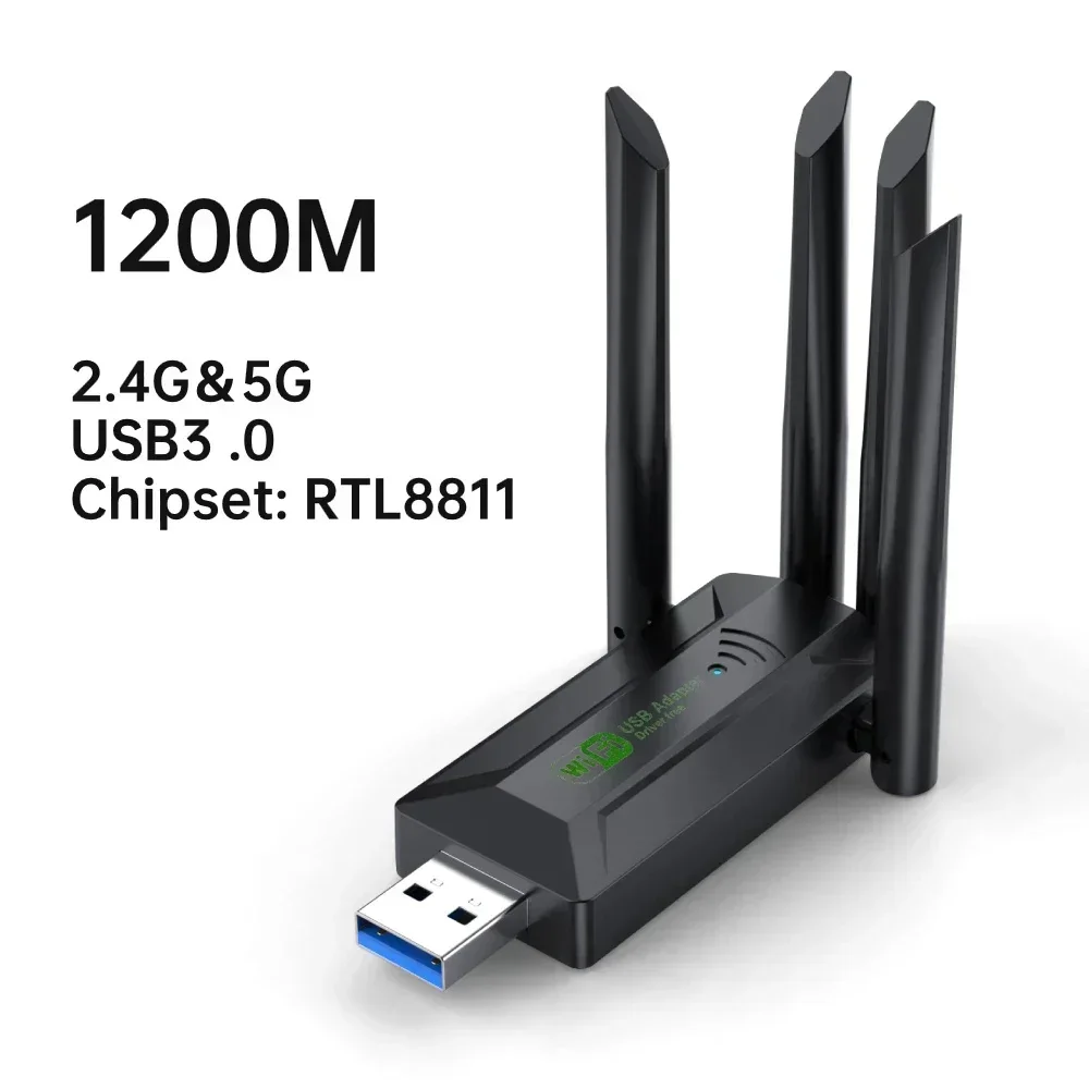 1300Mbps USB WiFi Adapter 2in1 Dongle Dual Band 2.4G&5GHz WiFi 5 Network Wireless Receiver DRIVER FREE: Silver