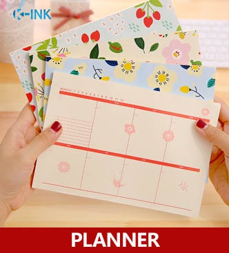Flower Printed Work And Study Planner Notebook , Daily Weekly Monthly Planner Book