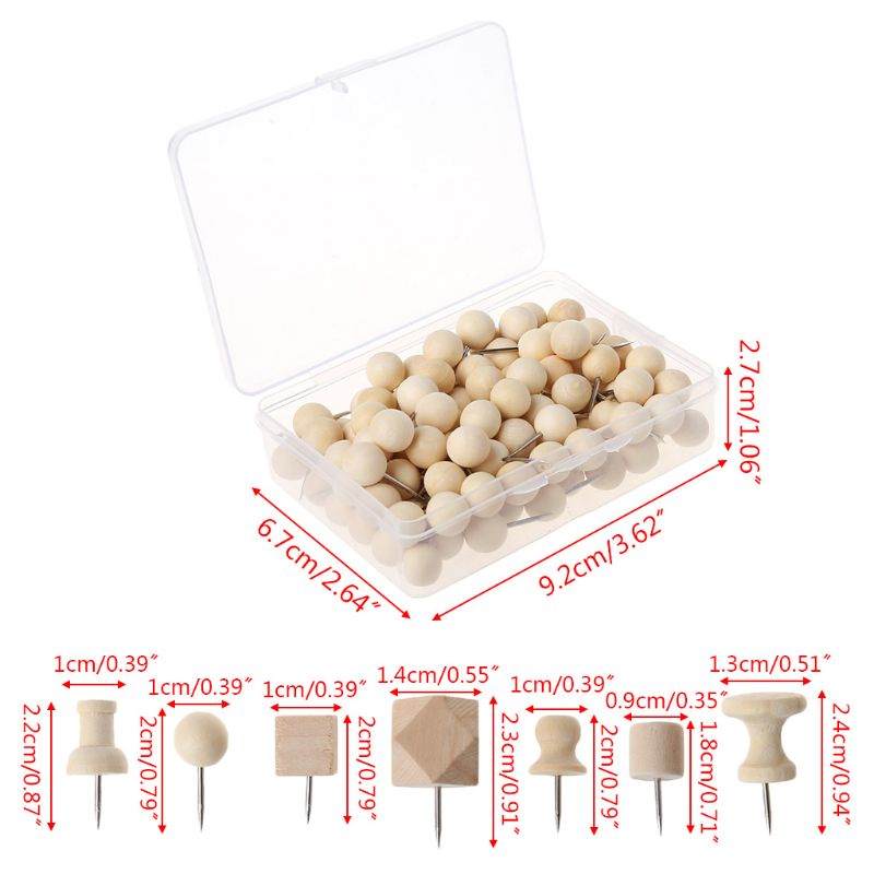 Wooden Thumbtack Board Pins Pushpins Drawing Photo Wall Studs Nail School Suppy Q1JC