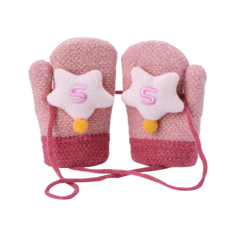 Jongens Meisjes 1 Paar Thicken Handschoenen Comfort Zachte Dagelijkse Leisure Persoonlijkheid Afdrukken Cartoon Vinger Handschoenen Kinderen Dagelijks Handschoenen: Roze