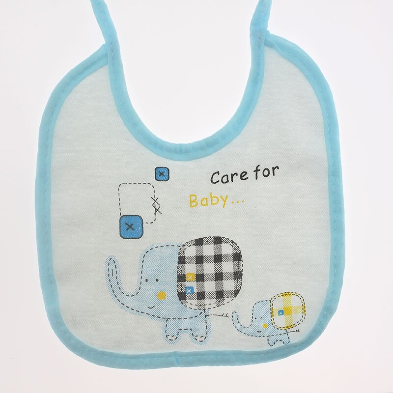 Soft newborn cotton elephant girls boys baby bibs towel feeding burp cloth waterproof Infant animal double layer Bandana Feeding: Blue