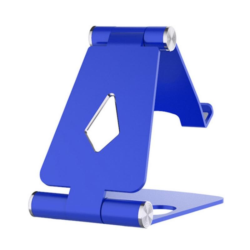 Draagbare Verstelbare Mobiele Telefoon Houder Voor Iphone Huawei Xiaomi Metalen Telefoon Mount Stand Bureau Tablet Folding Stand Desktop Stand: blue