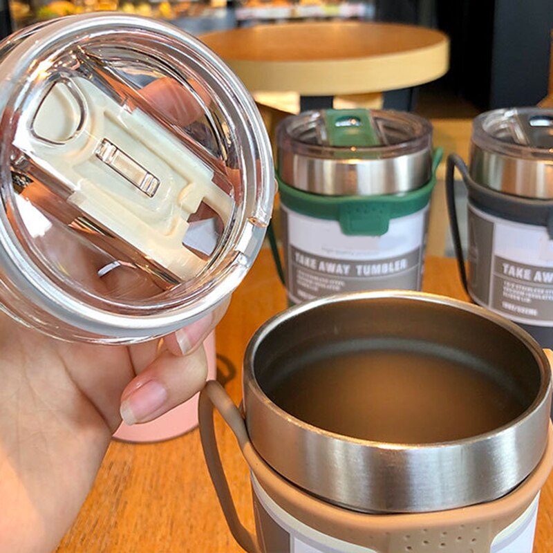 Portable Vacuum Flask Stainless Steel Water Cup Personality Large-Capacity Coffee Cup JU8