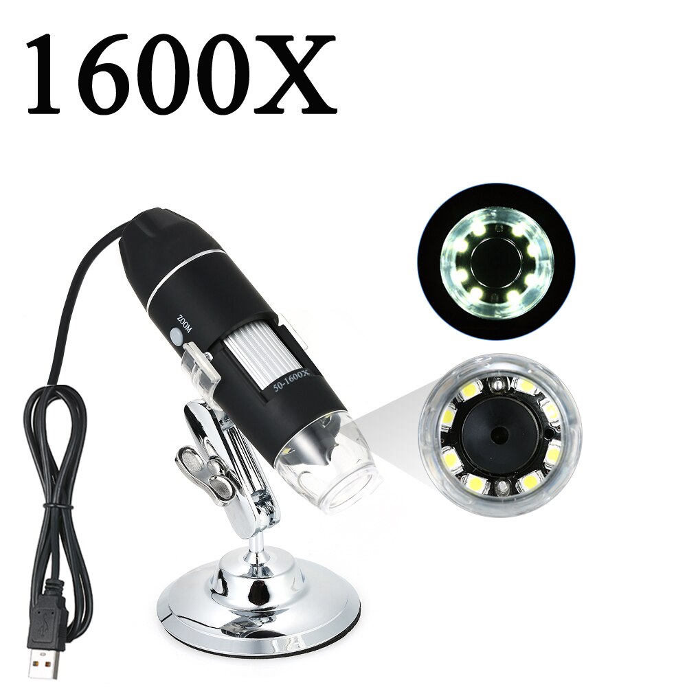 Kkmoon justerbar 1000x 1600x usb digitalt mikroskop kamera endoskop 8 led forstørrelsesglas med metalstand forstørrelse endoskop: 1600x