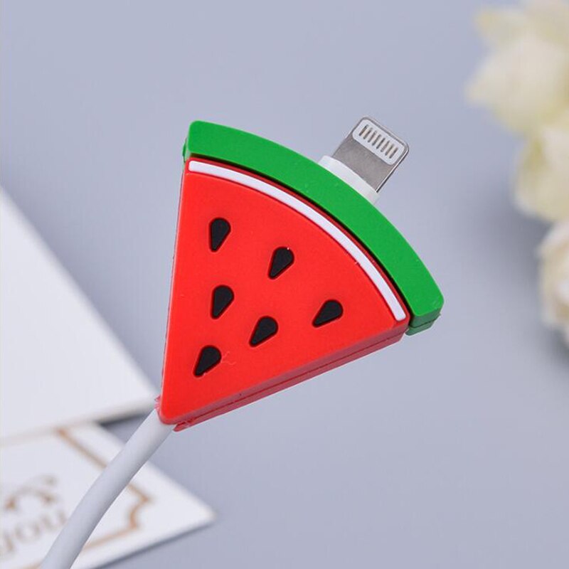 CHIPAL Bite Cute Fruit Cable Protector for iPhone USB Cable Protector Chompers Avocado Pizza Charger Wire Holder Accessories: Watermelon
