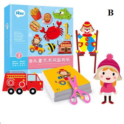 100pcs Kids cartoon color paper folding and cutting toys/children kingergarden art craft DIY educational toys,: B