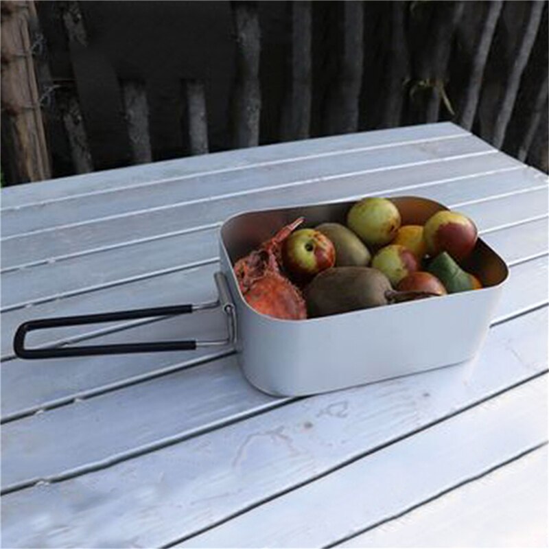 Aluminum Alloy Rectangular Lunch Box Foldable Handle Metal Bento Food Picnic Container For Outdoor Travel Camping Picnic