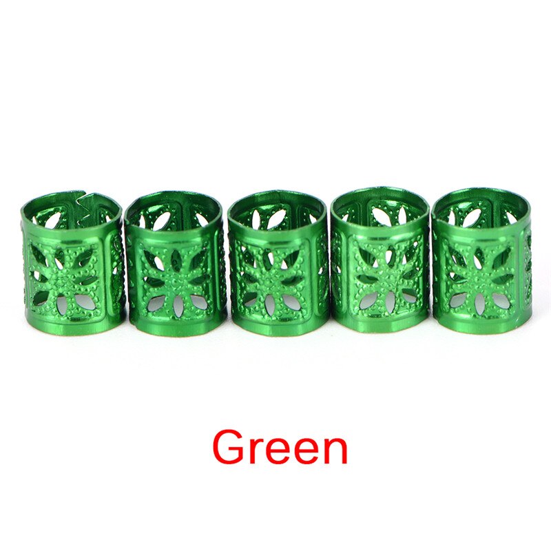 50Pcs Gouden/Zilveren/Zwart/Mix Zilveren Gouden Micro Haar Ringen Links Dread Vlechten Dreadlock Kralen Verstelbare haar Accessoires: green