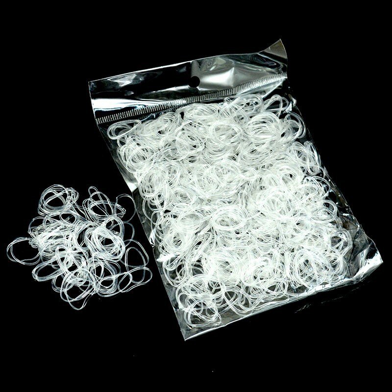 Ca. 1000 stk / taske (lille pakke) barn baby tpu hårholdere elastik elastik pigeslips tyggegummi hår tilbehør: 8