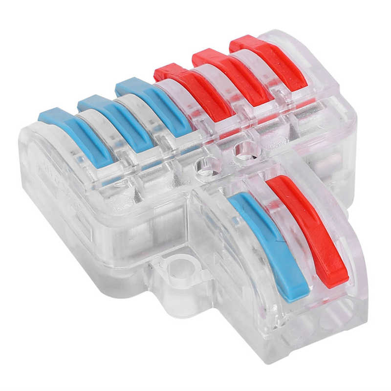 10pcs Electrical Connectors Wire Block Quick Splice Terminal Blocks 2 Inet 6 Outlet LT-623 Transparent Fast Wire Connector