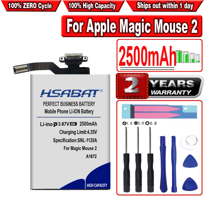 HSABAT – batterie pour souris sans fil Apple Magic Mouse 2, 2500mAh, A1672 020-00634