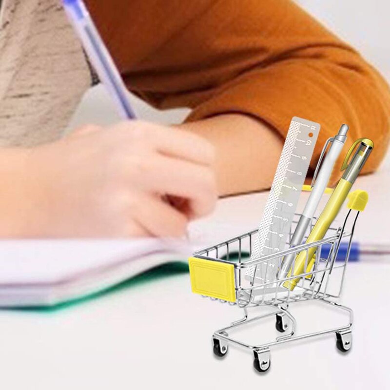 Mini Supermarkt Handcart,4Pcs Mini Winkelwagentje, Supermarkt Handkar Speelgoed Model, Speelgoed Cosmetische Opslag, diversen Opslag
