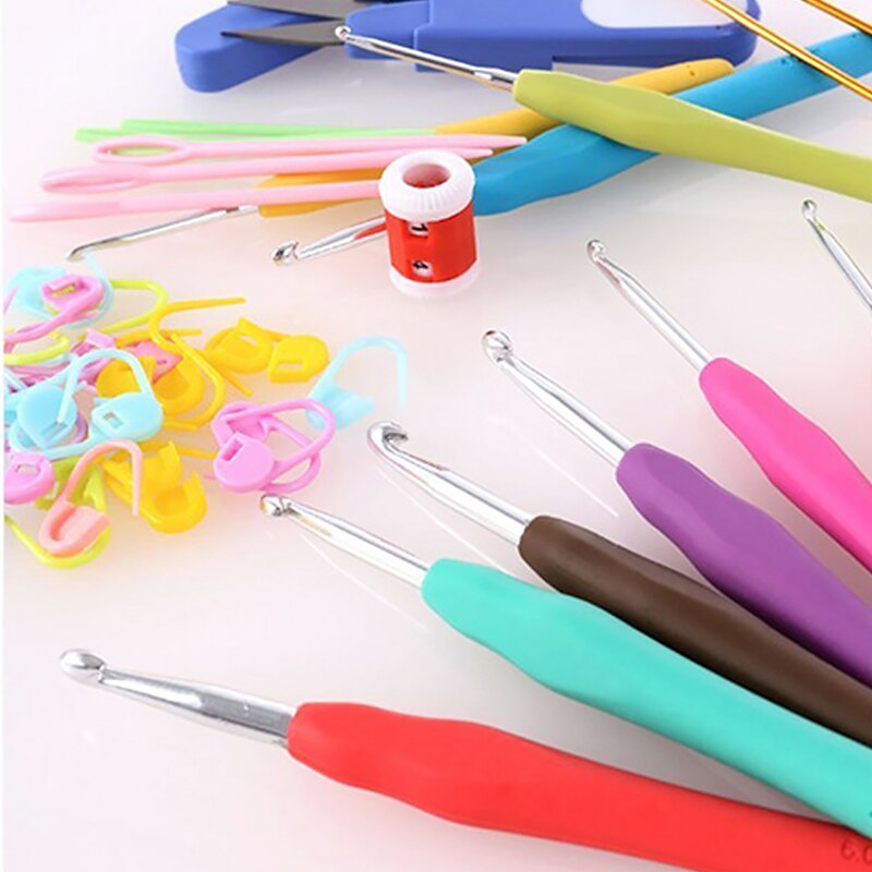 1pc 2-10mm z gumową rączką szydełko haki igły dzianiny plecione wyroby przędzy przyrządy do szycia szydełka szydełka narzędzia do dziania