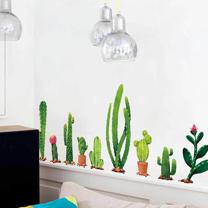 Veel soorten cactus Groene planten Muurstickers woonkamer Slaapkamer achtergrond woondecoratie Muurschildering Decal muur decor behang