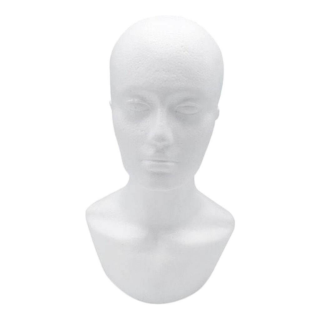 Wit Piepschuim Mans Mannequin Hoofd Stand Model Voor Pruik Hoofddeksels Display Oefenpop