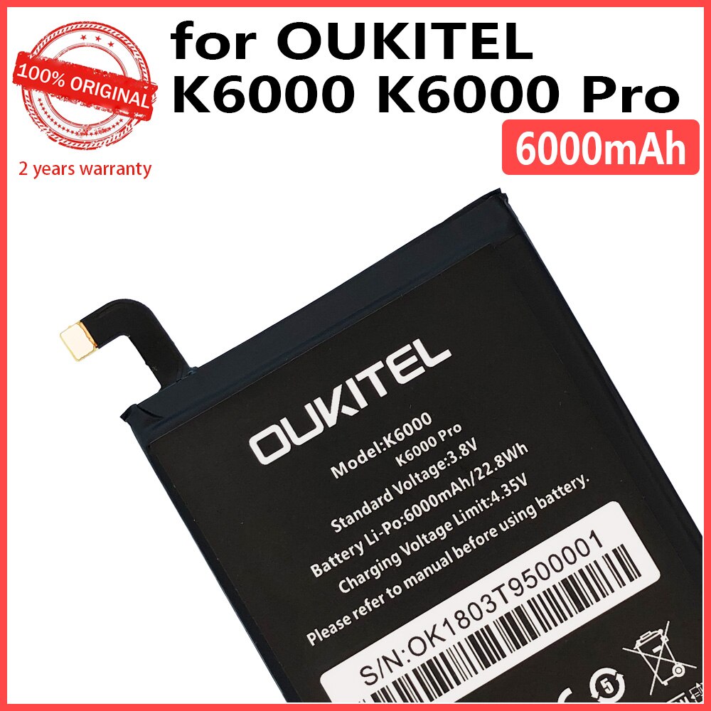 100% Originele 6000Mah Voor Oukitel K6000/ Oukitel K6000 Pro / Ulefone Power/Doogee T6/Doogee T6 pro/Homtom HT6 Batterij