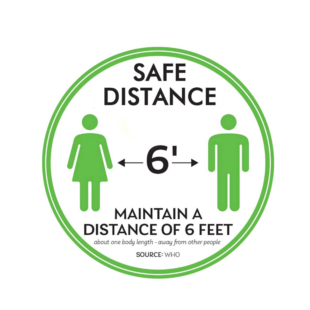 Social Distancing Floor Decals Safety Floor Sign Marker poster Maintain 6 Foot Distance Anti-Slip, Commercial Grade 11" Round: green