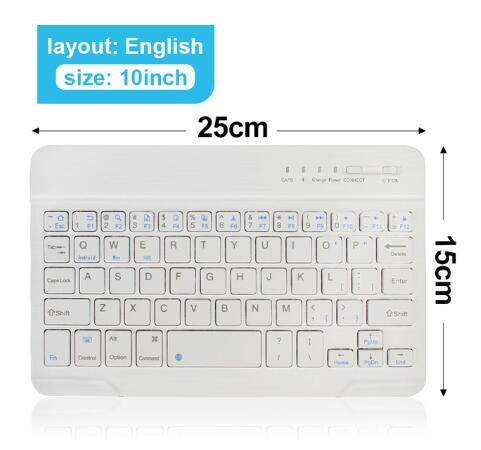 Ultra-Slim Bluetooth Toetsenbord Draagbare Mini Draadloze Toetsenbord Oplaadbare Voor Ipad Samsung Tablet Telefoon Ios Android Windows: 10inch White