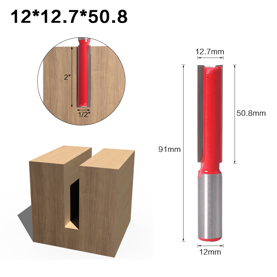 1 pc Straight/Dado Router Bit 1/2" Dia. X 2-1/2" Length - 12mm Shank Woodworking cutter Wood Cutting Tool