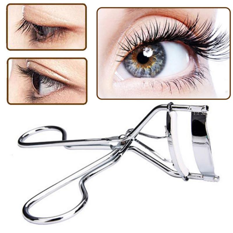 Pince à courber les cils en acier inoxydable pour femmes, 1 pièce, en PVC, tampons en silicone, outils de maquillage: WHITE