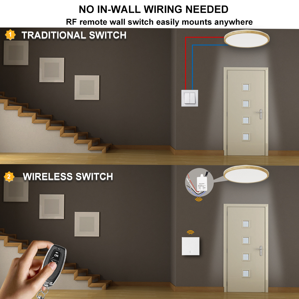 433Mhz Draadloze Schakelaar Smart Home Licht/Led/Lamp Universele Breker AC90V-250V Afstandsbediening Rf Relay Ontvanger Wandpaneel Schakelaar