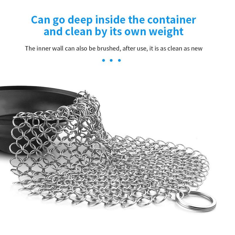 Durable Silver Stainless Steel Cast Iron Cleaner Stainless Steel Scrubber Pan Pot Cleaner Home Cookware Kitchen Cleaning Tool