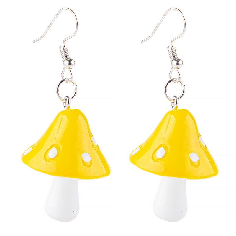 Acryl Paddestoel Lange Hanger Oorbellen Oorbellen Voor Meisjes Vrouwen Kinderen Mooie Sieraden: yellow