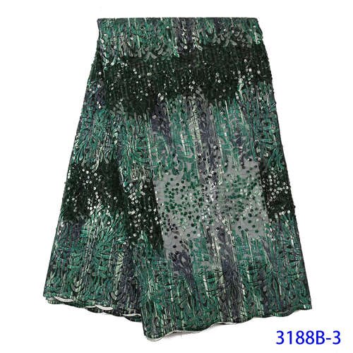 Nigeriaanse Kant Stof Tule Kant Afrikaanse Stof Kant Geborduurde Veters Met Pailletten KS3188B