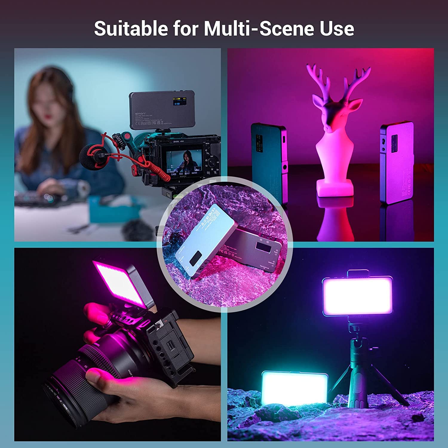 SmallRig P96L RGB Video Light, Portable LED Camera Light Full Color Fill Light CRI 96+ Rechargeable LED DSLR Lighting 3489