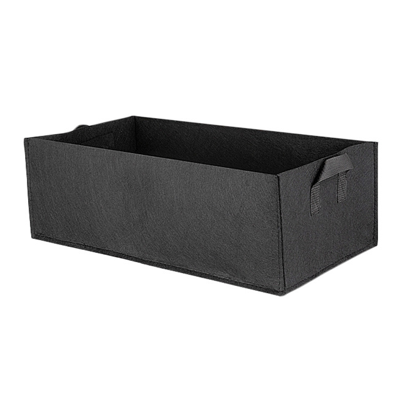 Grow Bag Tuin Bed Anti-Corrosie Outdoor Plantaardige Planter niet-geweven Stof Zaailing Gallon Boom Handvat Rechthoek Aardbei: Black