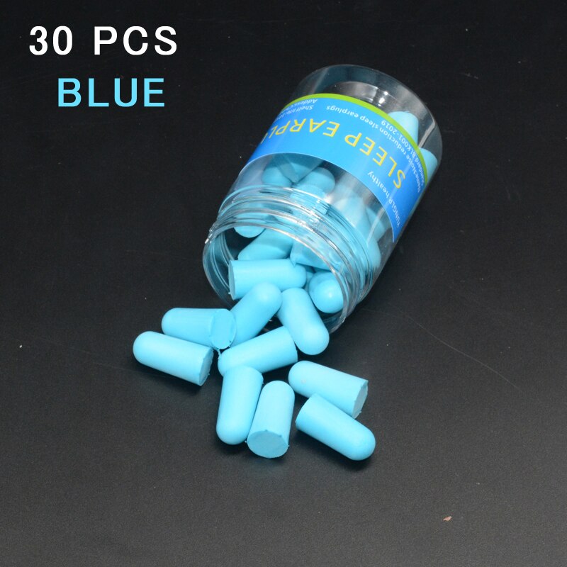 Earplugs Noise Reduction Sleep Foam Plug Canceling Music Anti Reusable For Snoring Earplug Sound Insulation Sleeping Ear Plugs: 30 pcs blue