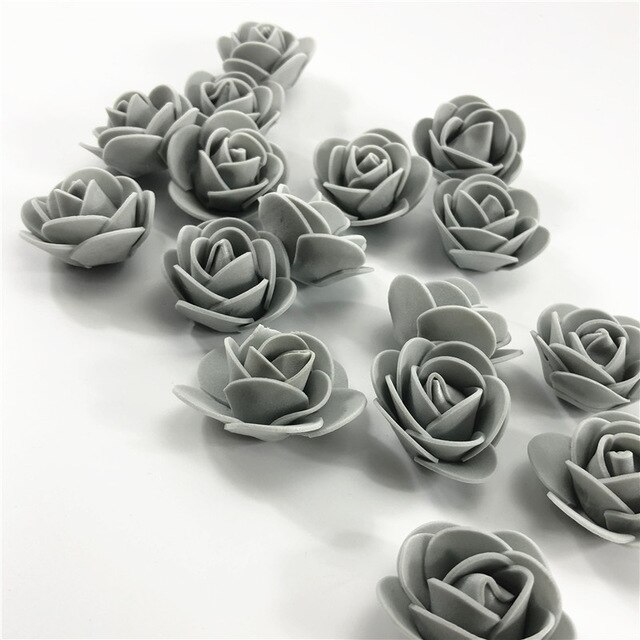 1PC 15cm/20cm/35cm Foam Rose Bear Mold DIY TOY Artificial Rose Flower Bear Plastic Bear Roses Luck Dog Mold Model: 100pcs Gray