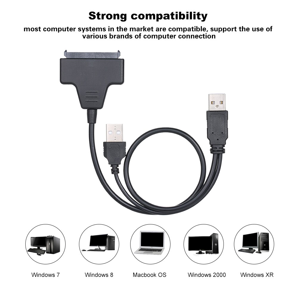USB 2.0 to SATA Converter Adapter Cable For 2.5 SATA HDD Hard Drive Disk PC Desktop Laptop Computer Hard Driver Connection Cable