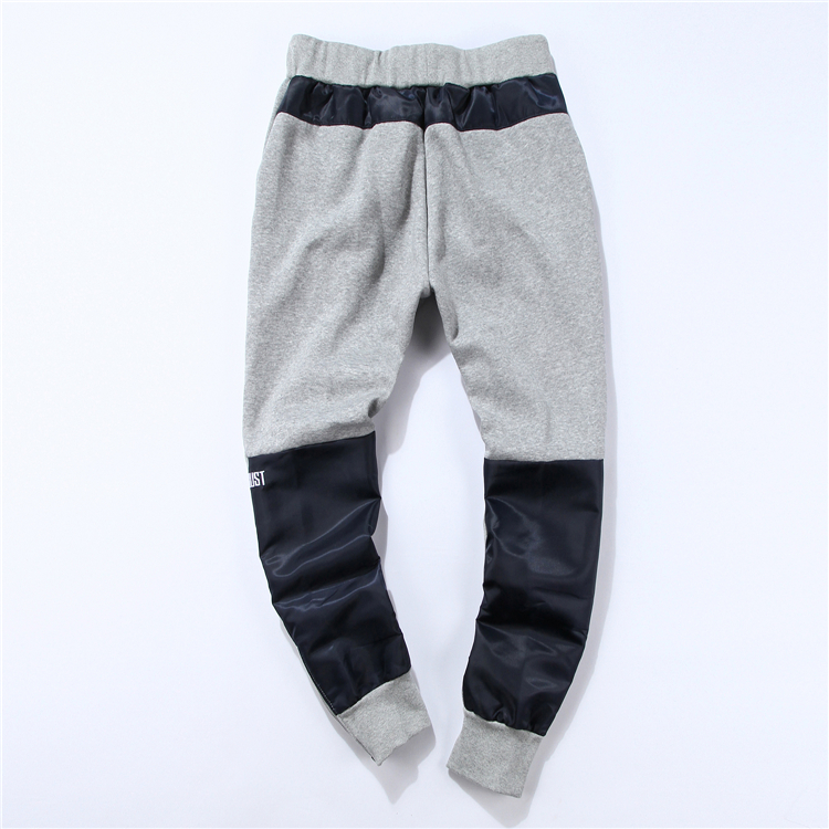 Colorblock dikke joggingbroek heren dames hiphop enkel rits grijs blauw sweatpants mannelijke casual broek: M / Grijs