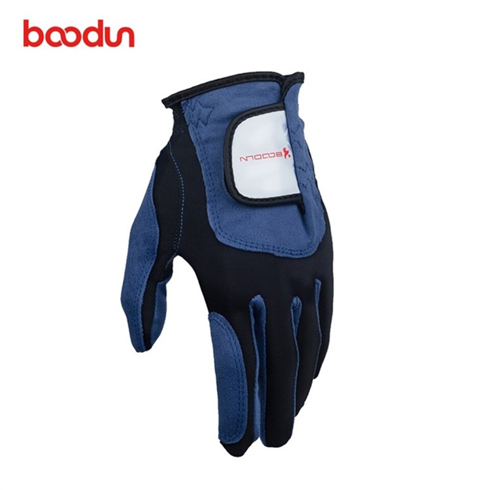 Boodun 1 stk åndbare mikrofiber mænds golfhandsker til venstre eller højre hånd golf handschoen blå sportshandske golf tilbehør