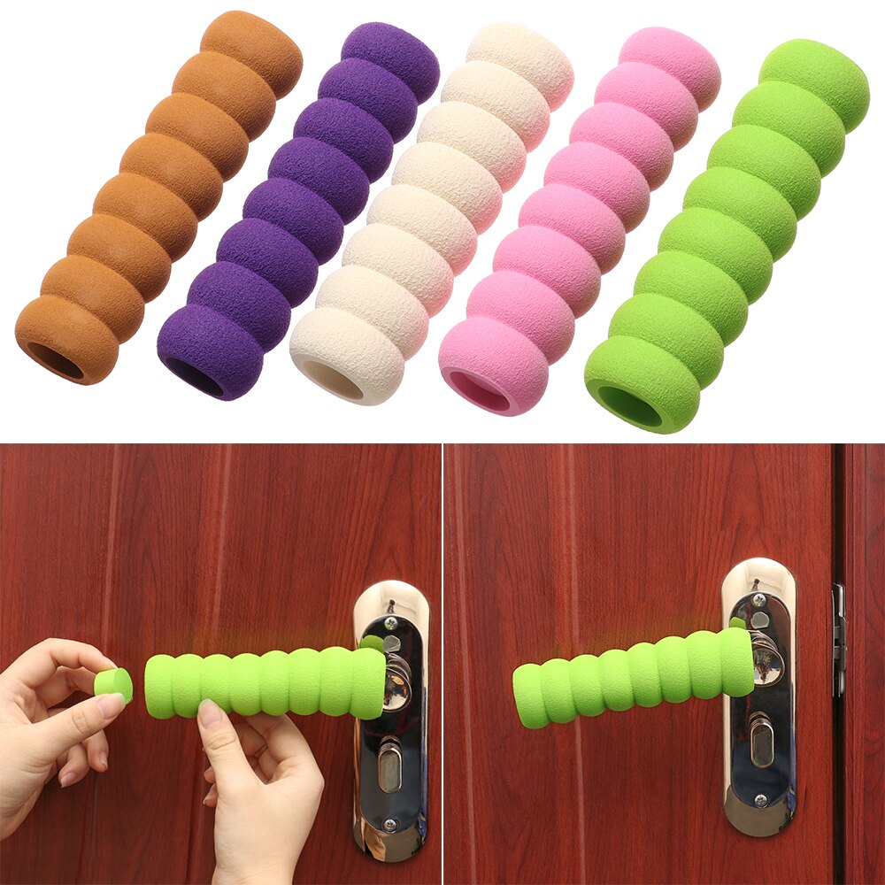 2/5 Pcs Soft Foam Door Handle Protector Elastic Door Handle Cover Spiral Doorknob Guard Anti-collision Door Stopper Baby Safety