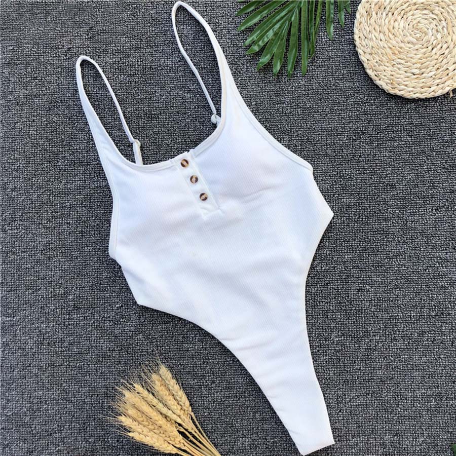 White Bather Sexy high cut leg one piece swimsuit women Swimwear Backless thong Bathing suit Swim female Monokini