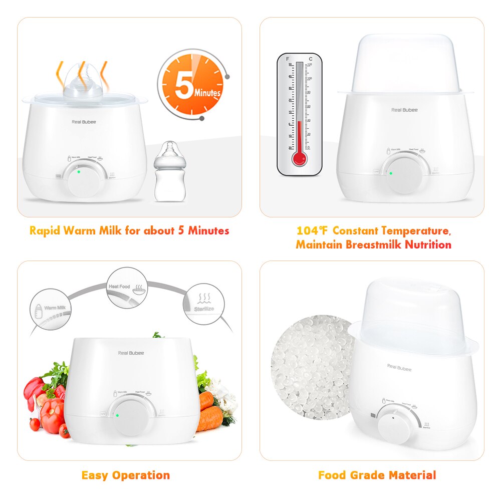 RealBubee – chauffe-biberon 3 en 1 pour bébé, rapide, chauffage des aliments, stérilisateur à vapeur, sans BPA, pour lait maternel, prise EU/US