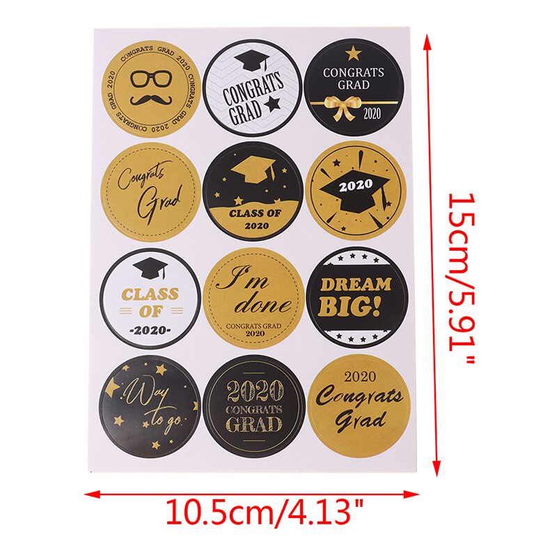 10sheets/Pack Round Labels Graduation Theme Patterned Sealing Stickers Handmade Roll Decals For Certificate Decor