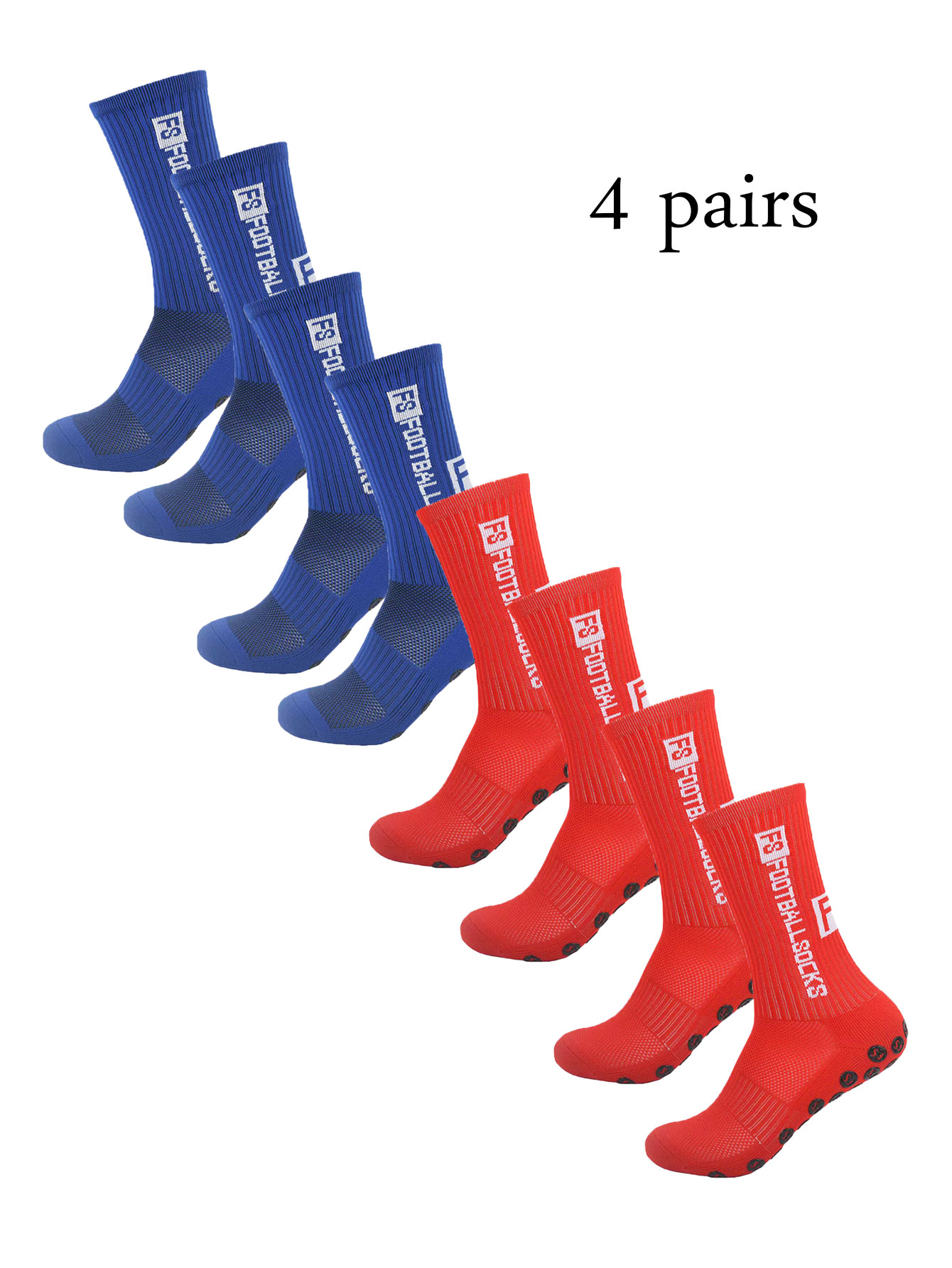 Grip Soccer Socks Anti Slip Non Slip Men's Athletic Socks for Football Basketball Sports, 4 Pair: Ivory