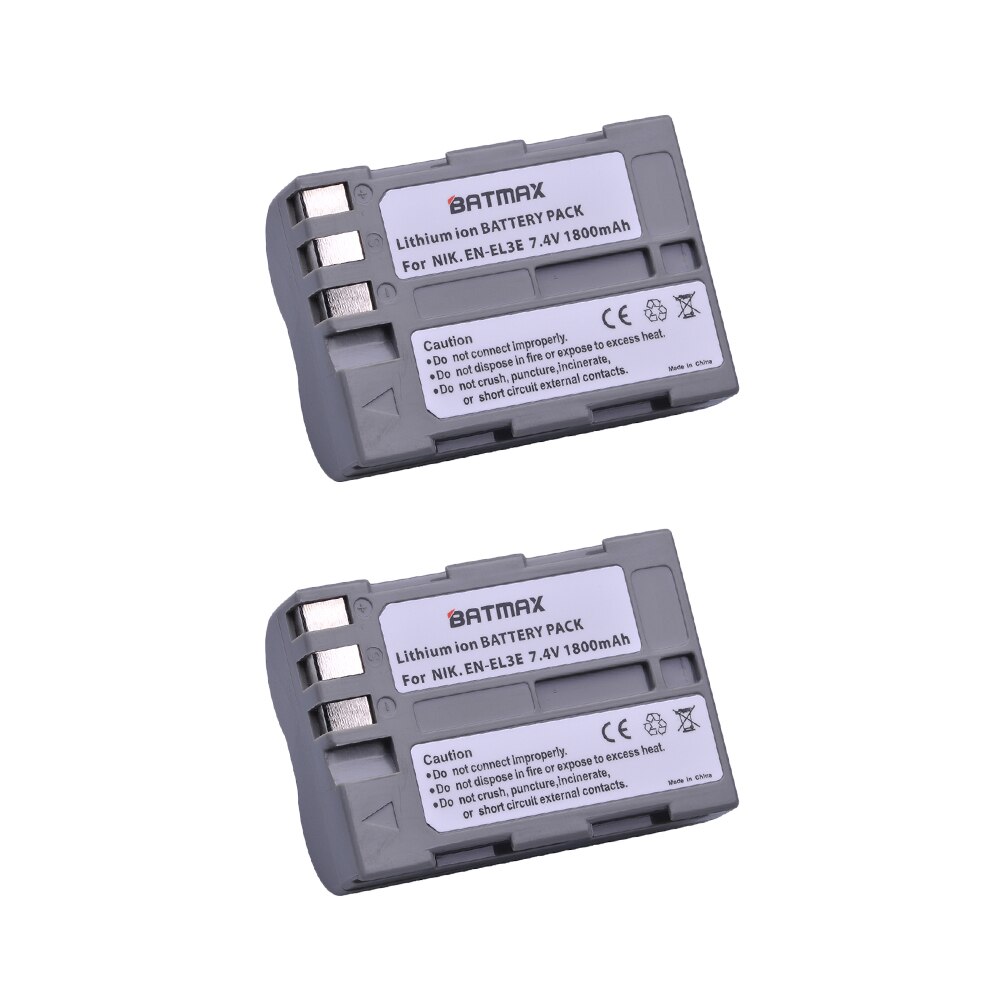 Batería Batmax EN-EL3E EL3 EL3E EN-EL3 + cargador Dual LED con puerto tipo C para Nikon D30 D50 D70 D70S D90 D80 D100 D200 D300: 2 battery