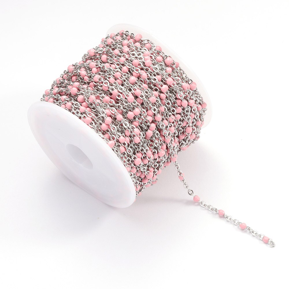 2Meter Rvs Kabel Emaille Gouden Ketting Ketting Bulk Multicolor Link Accessoires Voor Sieraden Materialen Diy: Steel Pink